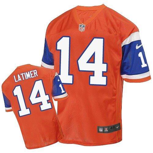 Nike Broncos #14 Cody Latimer Orange Throwback Men's Stitched NFL Elite Jersey - Click Image to Close